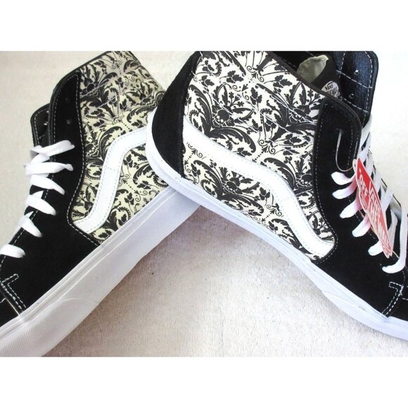 Vans Men's Sk8-Hi Skull Tapestry Black Bone White Canvas Suede shoes Sizes NIB - Picture 4 of 5